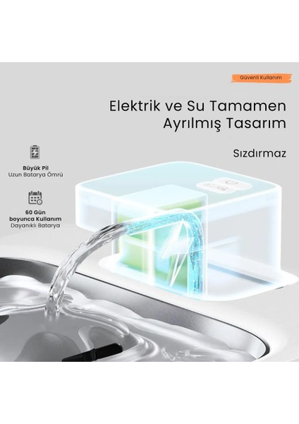 Aqua Flow 4l Çelik Hazne Wi-Fi Bataryalı Akıllı Otomatik Kedi Köpek Su Pınarı Su Çeşmesi Su Şelalesi (Ultra Sessiz+Uv Filtre+Akıllı Sensör)