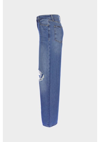 Weslie Açık Mavi Yüksek Bel Fermuarlı Yırtıklı Jean Pantolon C 4530-224 fırsatları