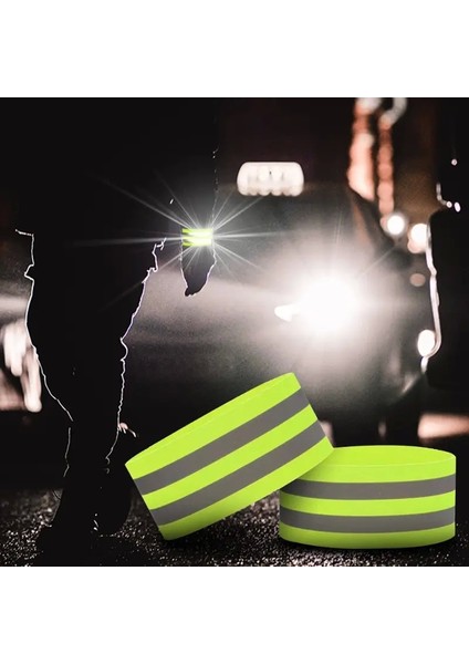 Reflektif Kolluk Bacak ve Bel Yeşil Fosfor Neon Bisiklet, Motosiklet,scooter Gece Ikaz Uyarı Bandı
