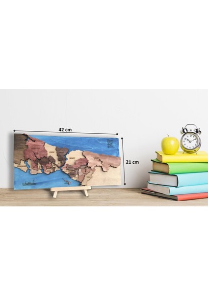 3 Boyutlu Ahşap Istanbul Haritası – Katmanlı ve Derinlikli Tasarım – 42X21CM cm – Şablon ve Yapıştırıcı Dahil