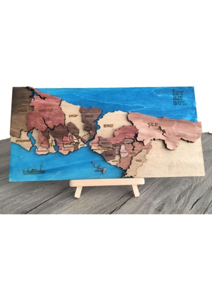 3 Boyutlu Ahşap Istanbul Haritası – Katmanlı ve Derinlikli Tasarım – 42X21CM cm – Şablon ve Yapıştırıcı Dahil fiyatları