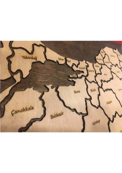 %100 Ahşap Gez-Boz Türkiye Haritası - Tüm Iller Çıkarılabilir Coğrafya Öğrenme Aracı 65X35 cm fırsatları