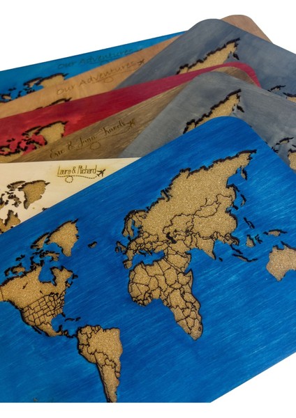 Masaüstü Kişiselleştirilebilir Ahşap Mantar Dünya Haritası - Mini Şövale ve 30 Adet Pin Hediyeli – 30X20CM fiyatları