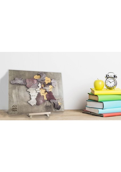 3 Boyutlu Ahşap Ankara Haritası – Katmanlı ve Derinlikli Tasarım – 40X35 cm – Şablon ve Yapıştırıcı Dahil