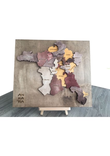 3 Boyutlu Ahşap Ankara Haritası – Katmanlı ve Derinlikli Tasarım – 40X35 cm – Şablon ve Yapıştırıcı Dahil fiyatları