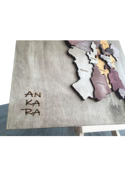 3 Boyutlu Ahşap Ankara Haritası – Katmanlı ve Derinlikli Tasarım – 40X35 cm – Şablon ve Yapıştırıcı Dahil modelleri