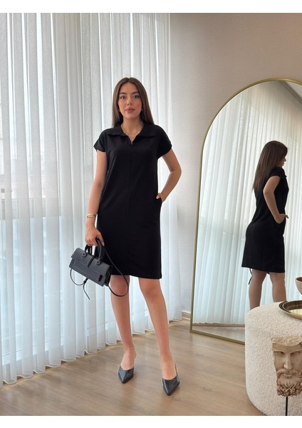 Kadın Kısa Kollu Yakalı Viskon Iki Iplik Elbise fiyatları