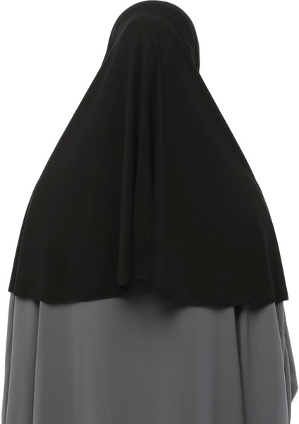 Hazır Türban Peçeli Pratik Eşarp Tesettür Nikaplı Hijab - Namaz Örtüsü Sufle (Xl) - Siyah