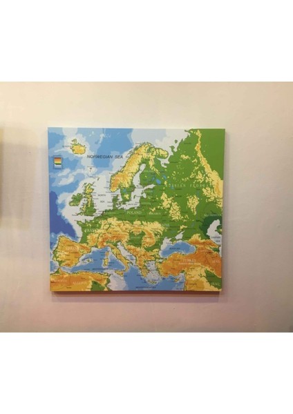 Kanvas Avrupa Haritası - Ev ve Ofis Dekorasyonu 70X70CM fiyatları