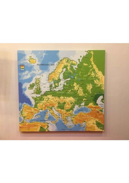 Kanvas Avrupa Haritası - Ev ve Ofis Dekorasyonu 70X70CM fırsatları