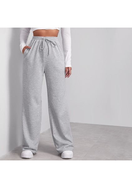 Unısex Iki Iplik Beli Lastikli Oversize Bol Paça Lastikli Eşofman Altı