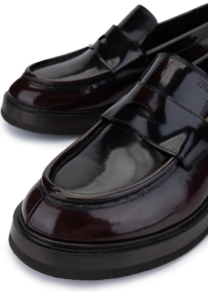 Erkek Hakiki Deri Bordo Loafer Ayakkabı 1068 9001 Erk Ayk SK24-25 Bordo Acma