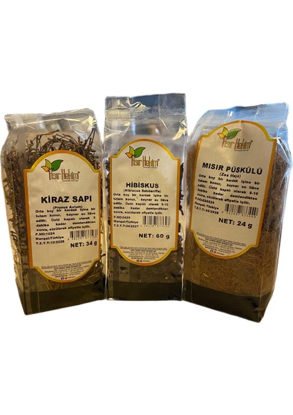Mısır Püskülü 24 gr + Kiraz Sapı 34 Gr+Hibiskus 60 gr 3'lü Avantaj Yaz Kürü
