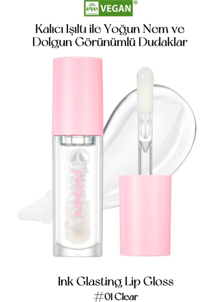 Dudaklara Dolgun ve Işıltılı Görünüm Sunan Gloss PERIPERA Ink Glasting Lip Gloss (1 Clear)