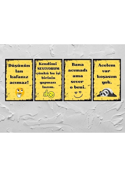 Duvar Yazıları Retro Ahşap Poster Set 4 Lü 20X30CM