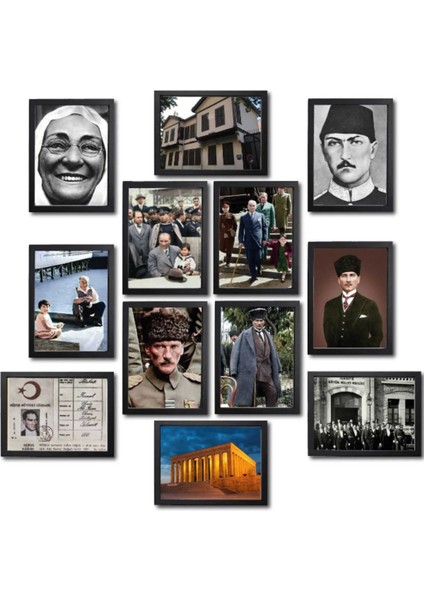 Mustafa Kemal Atatürk 12 Parça Ahşap Mdf Tablo