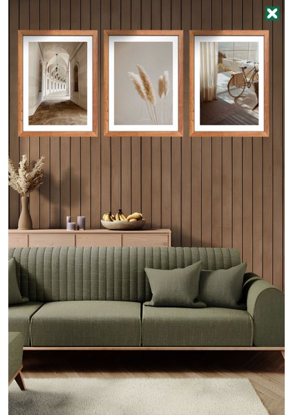 Minimal Style 3'lü Set Çerçeve Görünümlü Modern Mdf Tablo