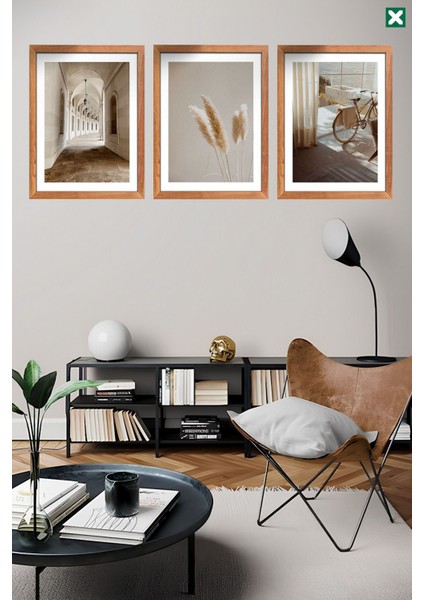 Minimal Style 3'lü Set Çerçeve Görünümlü Modern Mdf Tablo