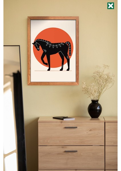 Animals Geometric 3'lü Set, Çerçeve Görünümlü Modern Mdf Tablo