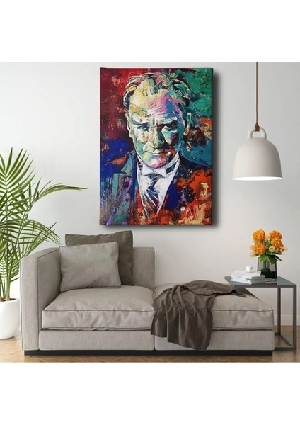 Dekor Ofisi Yağlı Boya Görünümlü Mustafa Kemal Atatürk Portresi Dekoratif Ahşap Tablo modelleri