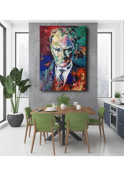 Dekor Ofisi Yağlı Boya Görünümlü Mustafa Kemal Atatürk Portresi Dekoratif Ahşap Tablo fırsatları