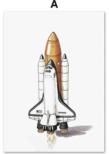Sevimli Astronot ve Gezegenler Özel Tasarım 6’lı Çerçeve Görünümlü Tablo Mdf Seti-Bebek ve Çocuk Oda