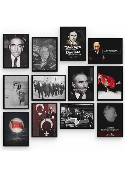 Alparslan Türkeş 12 Parça Ahşap Mdf Tablo ZLLTB285