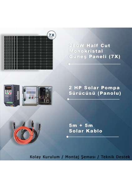 2hp-1,5kw Monofaz 230V Pompa Için Solar Sulama Paketi fiyatları