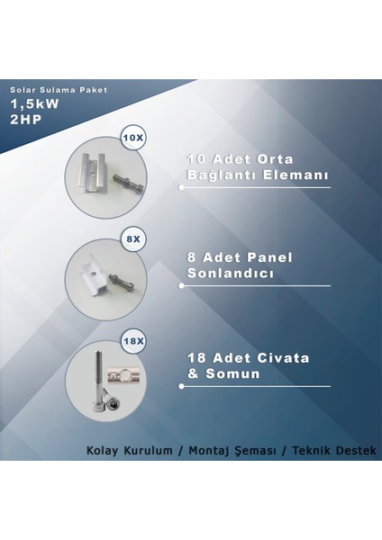 2hp-1,5kw Monofaz 230V Pompa Için Solar Sulama Paketi fırsatları