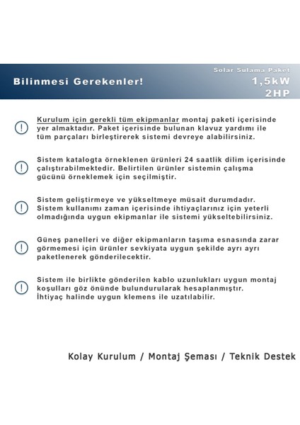 2hp-1,5kw Monofaz 230V Pompa Için Solar Sulama Paketi
