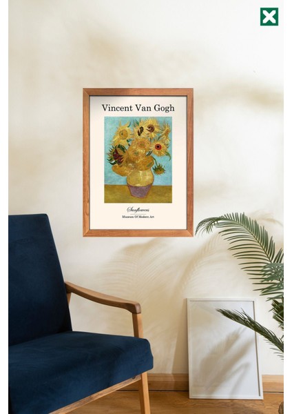 Ünlü Ressam Vincent Van Gogh 3' Lü Set, Çerçeve Görünümlü Modern Mdf Tablo