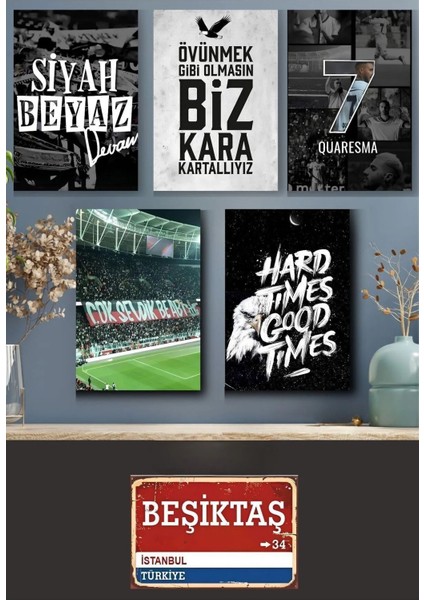 Kartal "beşiktâş" Tablo Seti Altılı Set 1'adet (20*30CM) 5'adet (20X15CM) FTR01