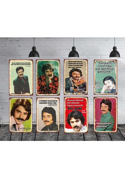 Ferdi Tayfur Temal 8 Adet 20X30 cm Ahşap Tablo Seti