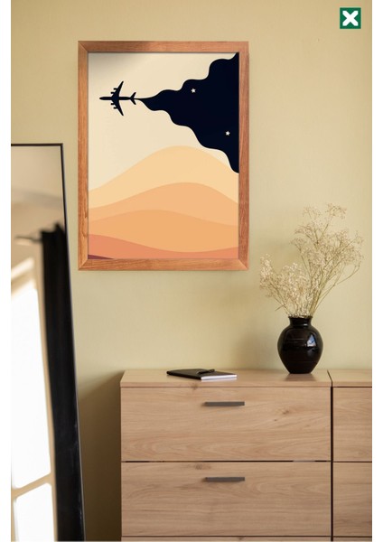 Boho Duvar Sanatı 3'lü Set, Çerçeve Görünümlü Modern Mdf Tablo