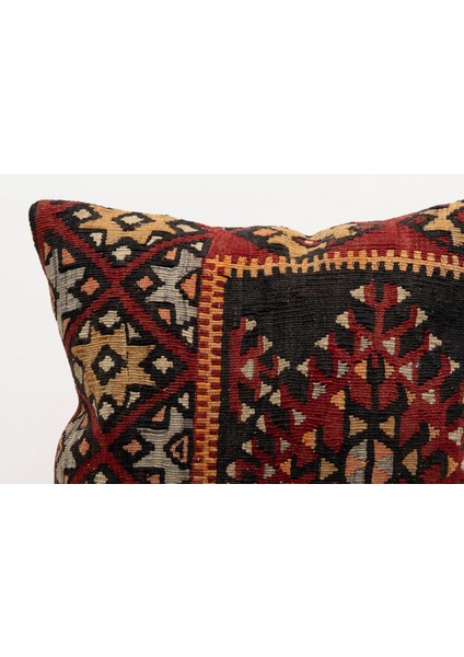 El Yapımı Kilimden Yapılmış Vintage Kırlent Kılıfı, Yün, 40X40 cm