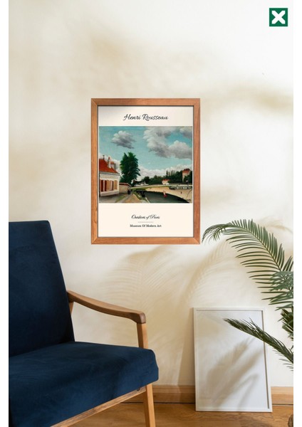 Ünlü Ressam Henri Rousseau 3' Lü Set, Çerçeve Görünümlü Modern Mdf Tablo