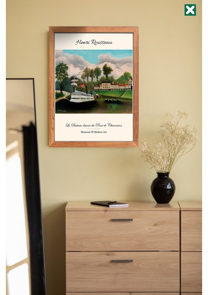 Ünlü Ressam Henri Rousseau 3' Lü Set, Çerçeve Görünümlü Modern Mdf Tablo