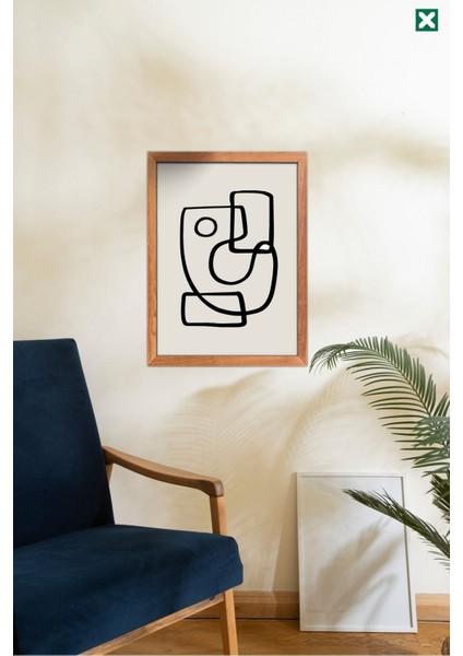 Bohem Çizgisel 3'lü Set, Çerçeve Görünümlü Modern Mdf Tablo
