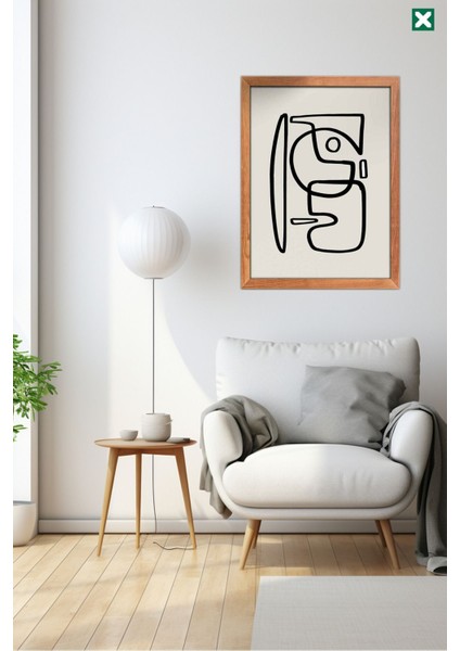Bohem Çizgisel 3'lü Set, Çerçeve Görünümlü Modern Mdf Tablo