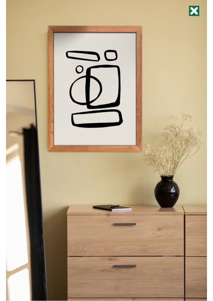 Bohem Çizgisel 3'lü Set, Çerçeve Görünümlü Modern Mdf Tablo
