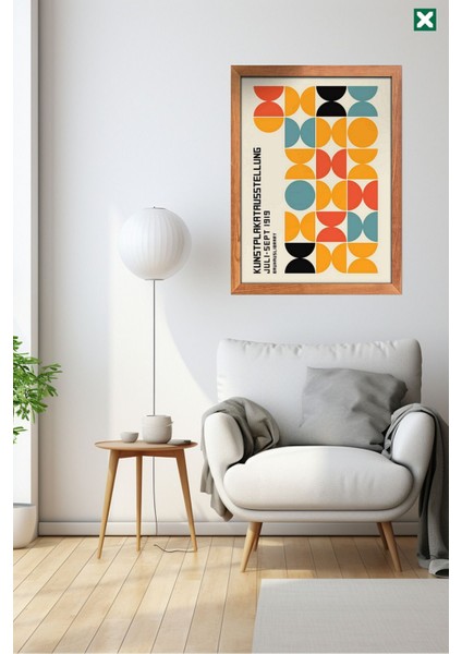 Bauhaus Sanatı 3'lü Set, Çerçeve Görünümlü Modern Mdf Tablo