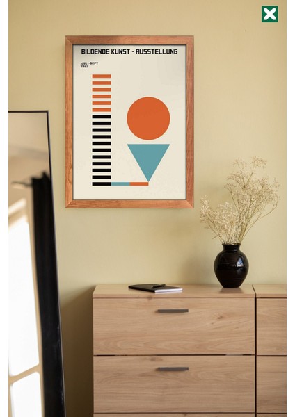 Bauhaus Sanatı 3'lü Set, Çerçeve Görünümlü Modern Mdf Tablo