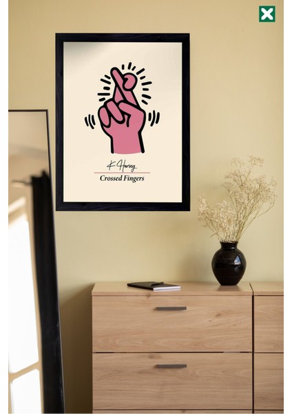 Keith Haring Dekorize 3'lü Set, Çerçeve Görünümlü Modern Mdf Tablo