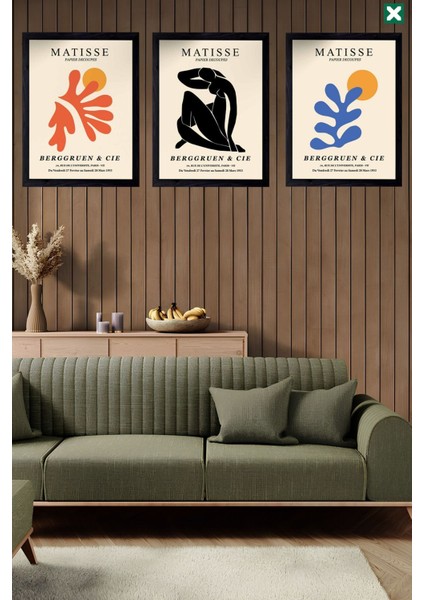 Dekoratif 3’lü Set Çerçeve Görünümlü Modern Mdf Tablo ,