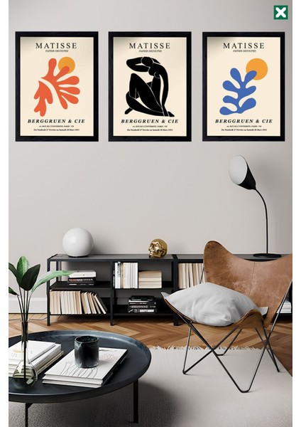 Dekoratif 3’lü Set Çerçeve Görünümlü Modern Mdf Tablo ,