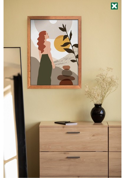 Bohem Duvar Dekoru 3'lü Set, Çerçeve Görünümlü Modern Mdf Tablo