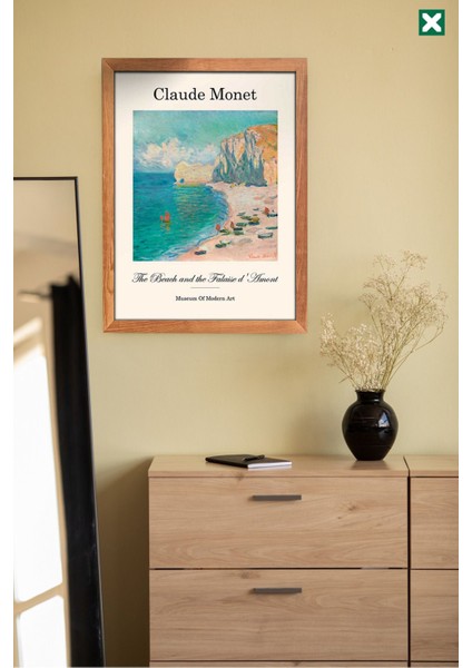 Claude Monet Dekorize Pastel 3'lü Set , Çerçeve Görünümlü Modern Mdf Tablo