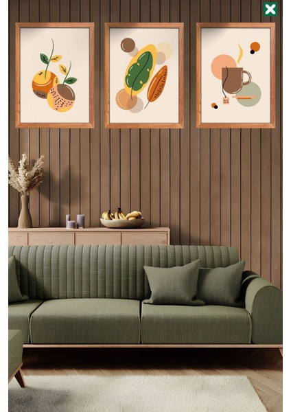 Bohem Duvar Dekoru 3’lü Set Çerçeve Görünümlü Modern Mdf Tablo ,