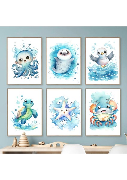 6’lı Çerçeve Görünümlü Modern Mdf Tablo Seti –bebek ve Çocuk Odası Dekoru,
