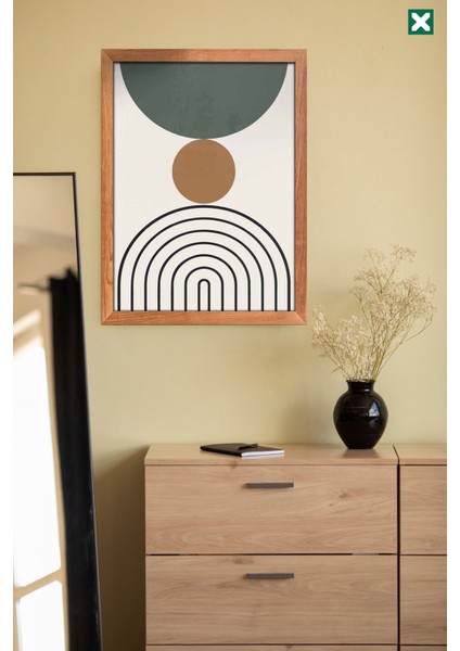 Geometric Boho Duvar Sanatı 3'lü Set Çerçeve Görünümlü Modern Mdf Tablo